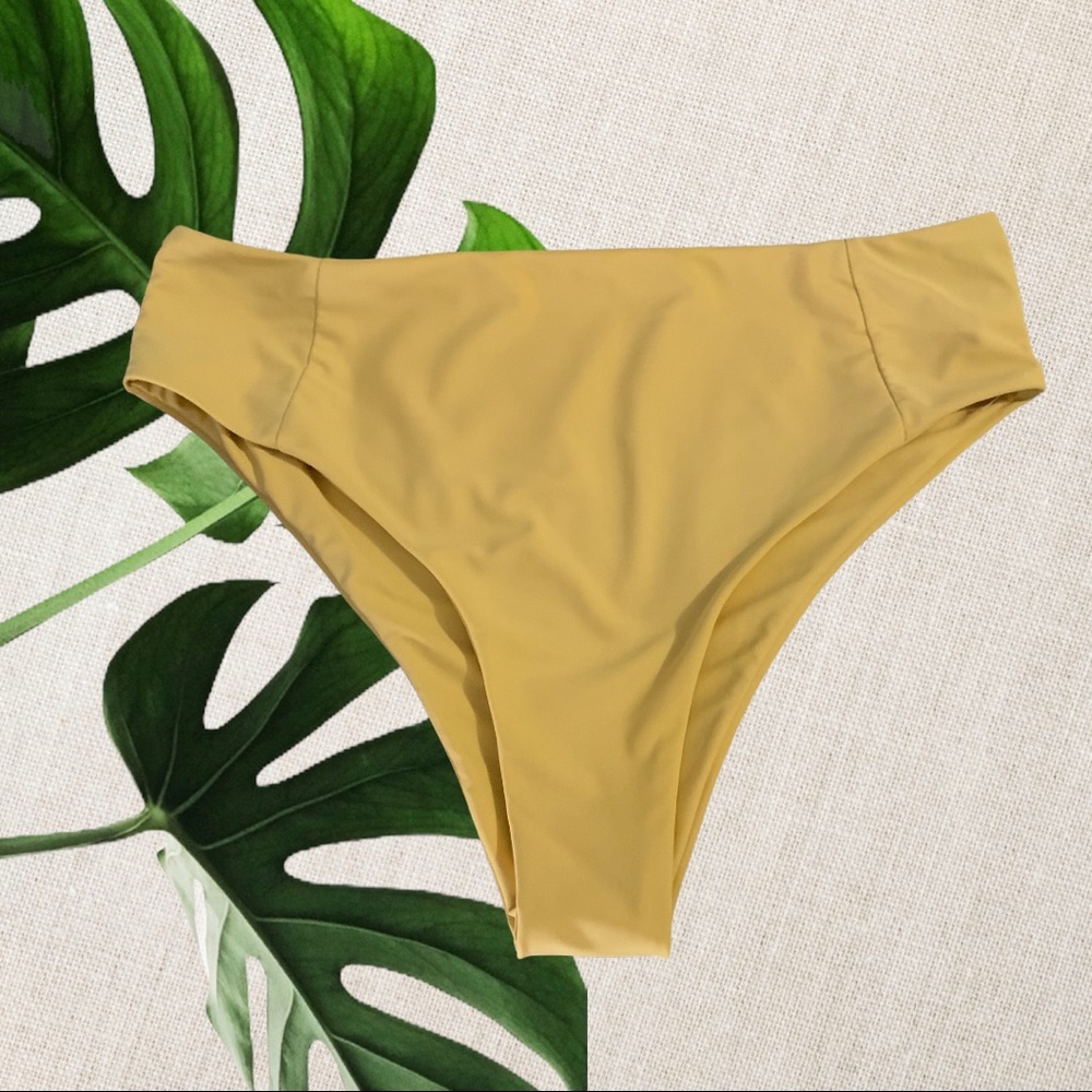 SHEIN Yellow Cheeky Style High Waisted Bikini Bottoms